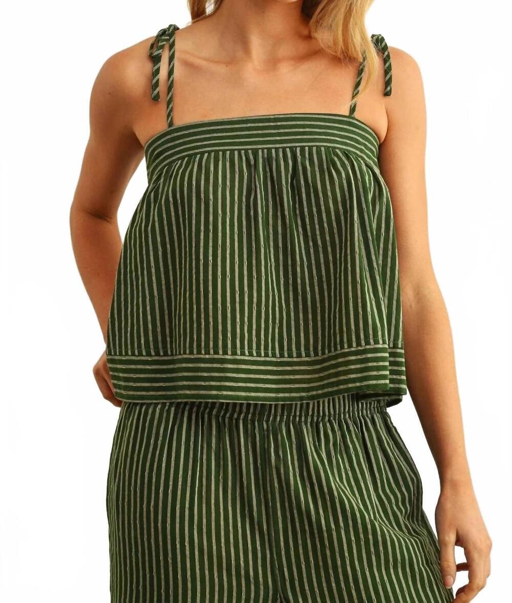 NEW MIOU MUSE market stripe tie top in avocado